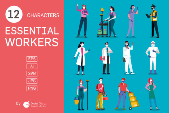 Essential Workers Wearing Masks