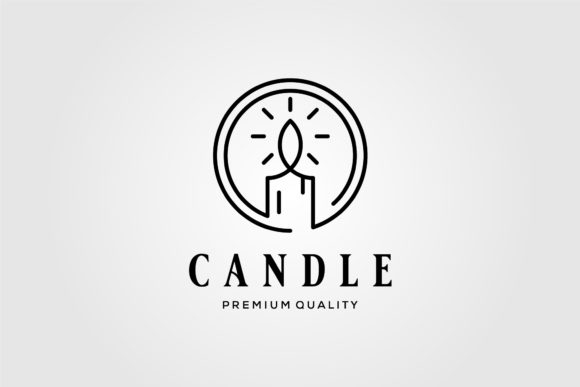 The Line Art Candle Light Vintage Flame Logo